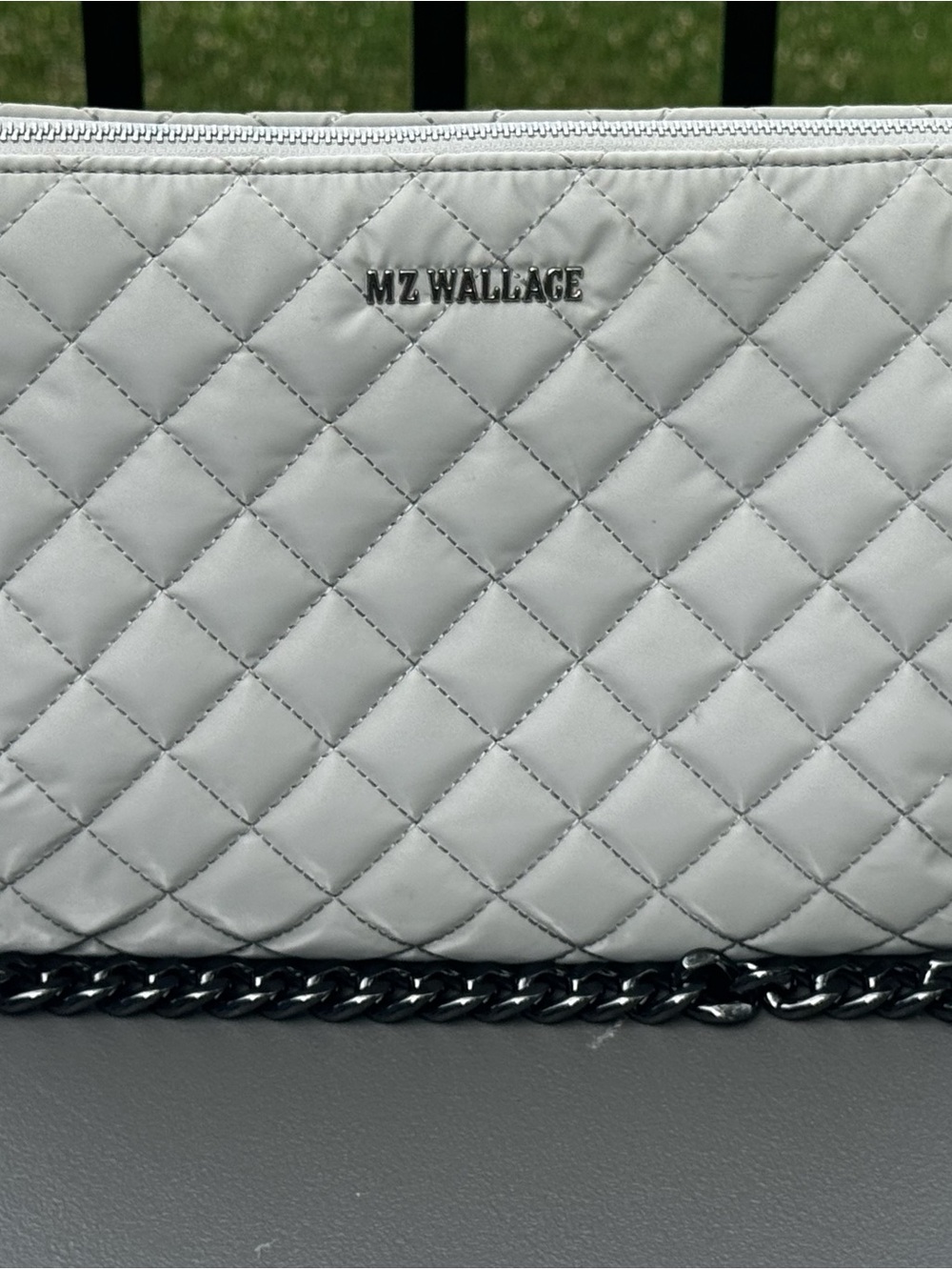 MZ Wallace Quilted Light Gray Pippa Chain Strap Crossbody - Picture 4 of 14